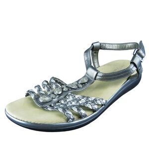 Easy Spirit Loris Women Gladiator Sandal Shoes Size 7.5 Medium Silver Synthetic‎